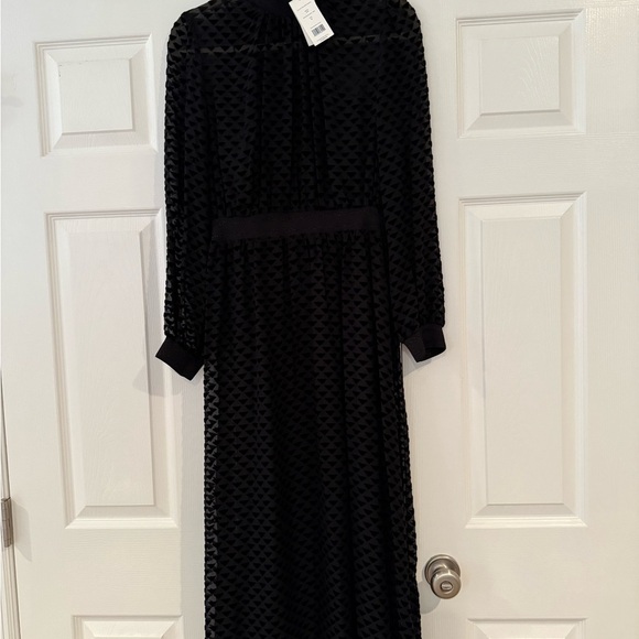 Tory Burch Velvet Devore with Long Sleeve Mock Neck Fit and Flare Midi Dress - Picture 1 of 5